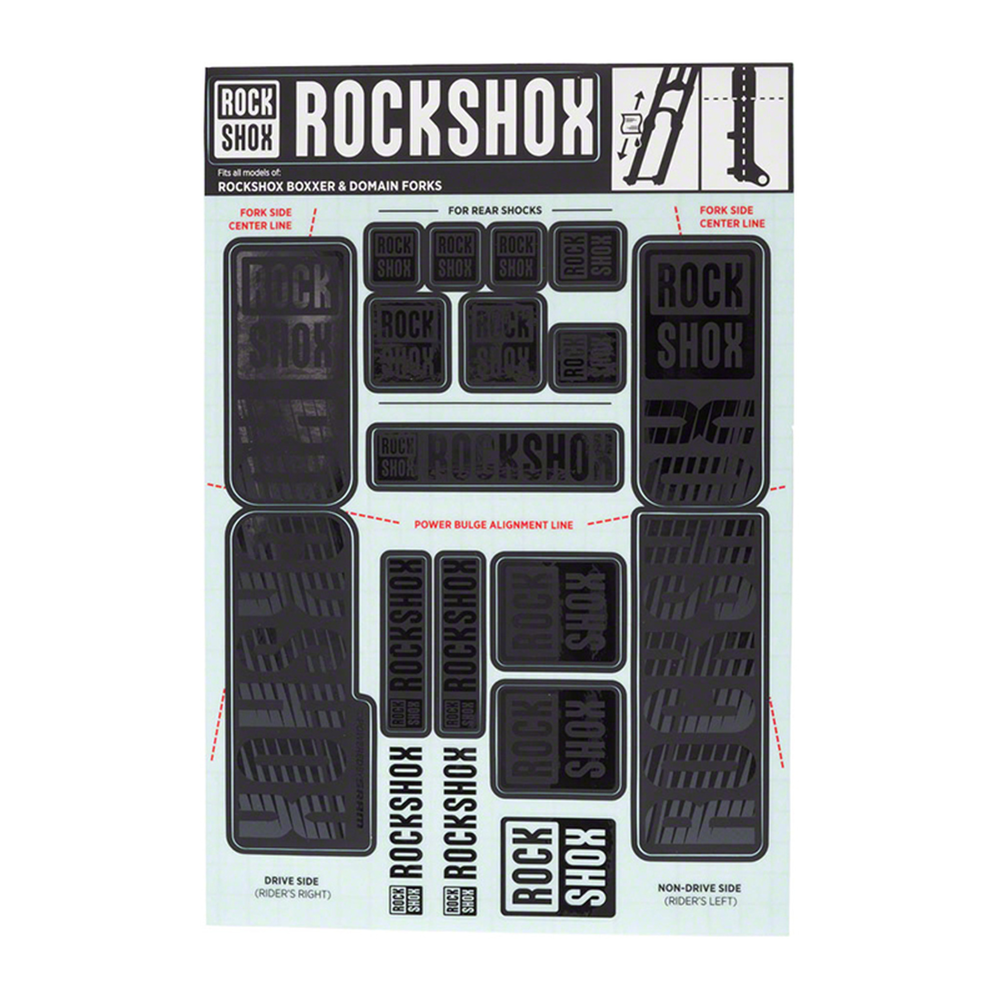 Kit autocollants pour fourche Rockshox Boxxer/Domain Dual