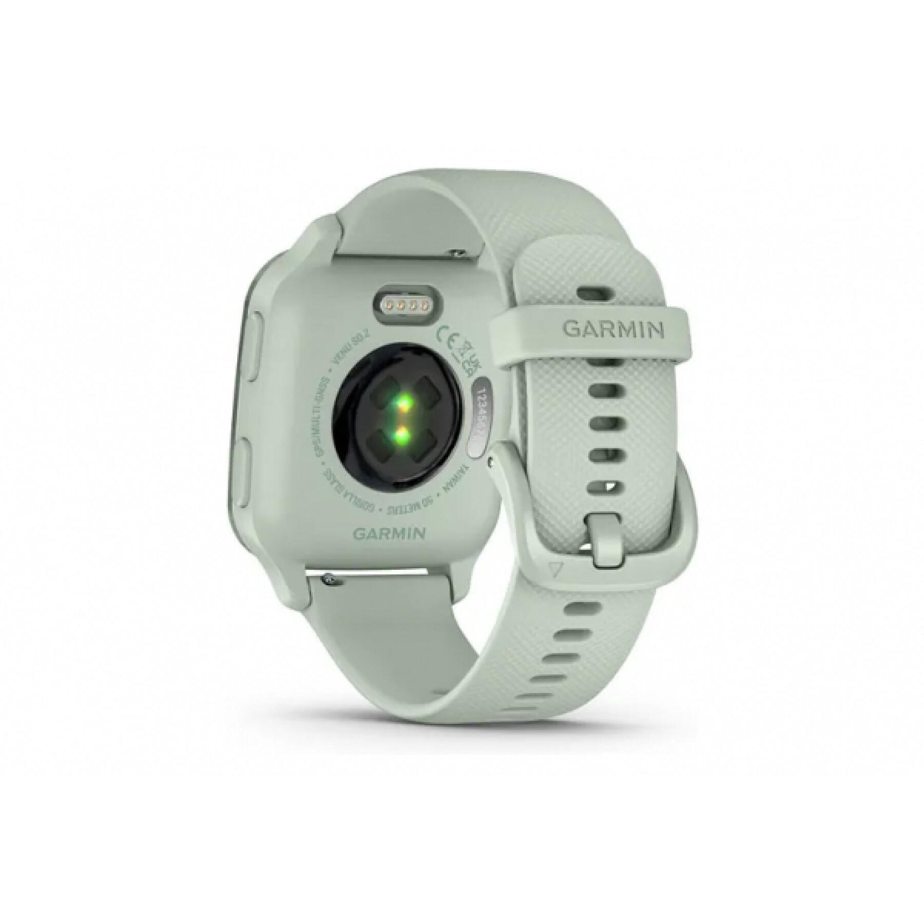 Montre GPS avec bracelet silicone vert d'eau Garmin Venu Sq 2