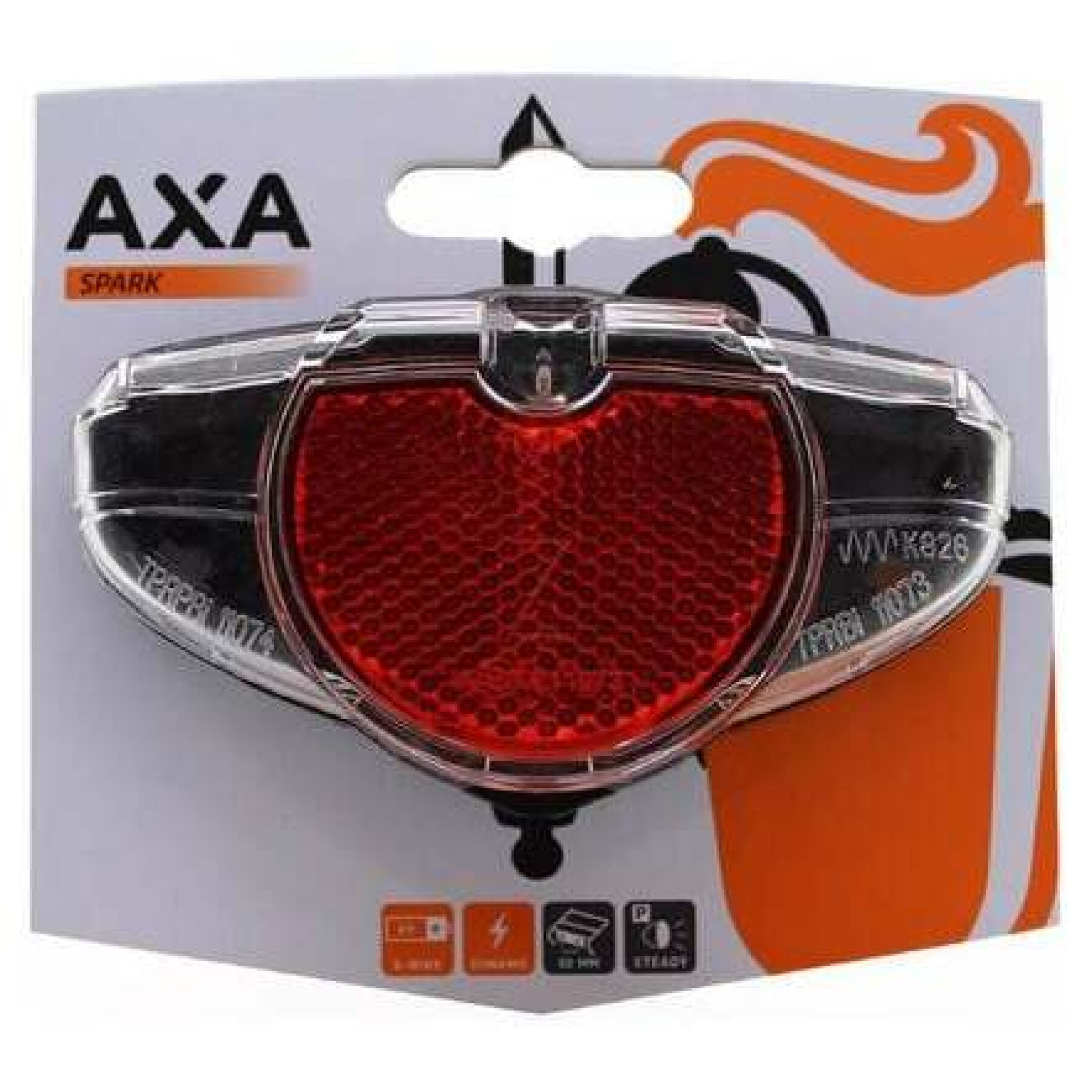 Éclairage arrière dynamo pour porte bagage Axa Spark steady 80mm
