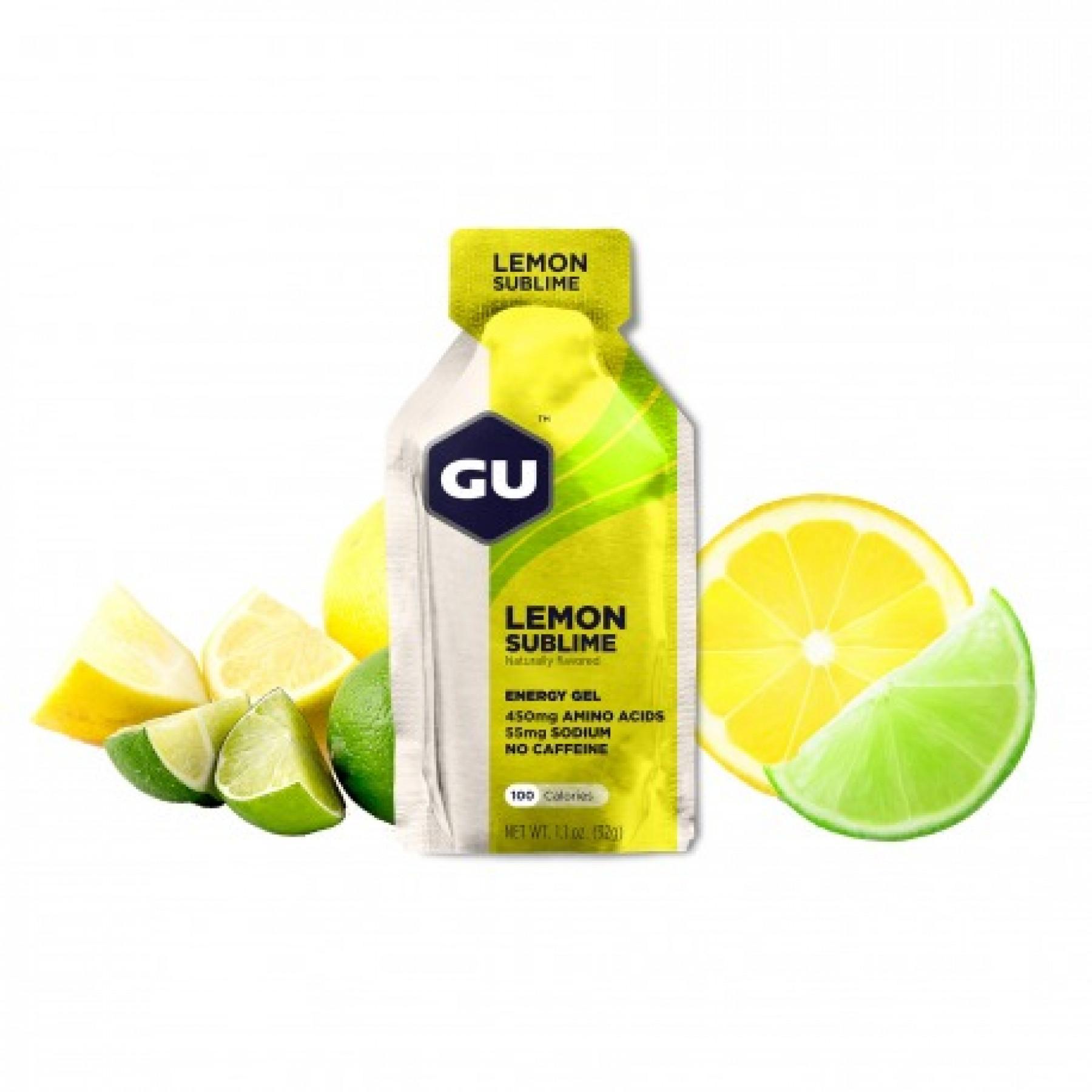 Lot de 24 Gels Gu Energy citron intense sans caféine