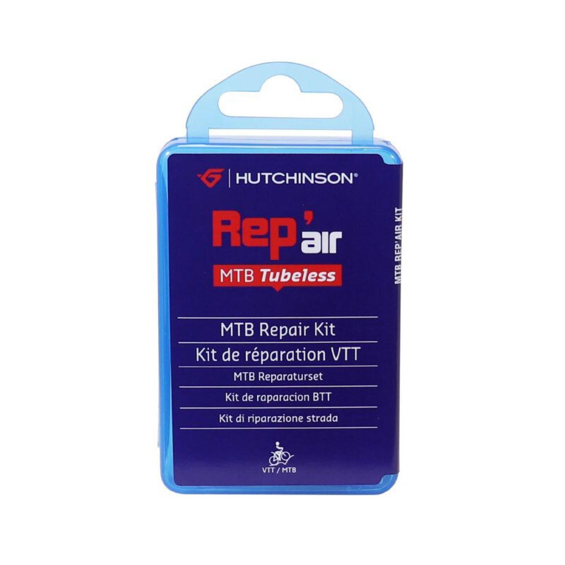 Kit de réparation pneu tubeless VTT par l'intérieur avec rustines - boîte Hutchinson