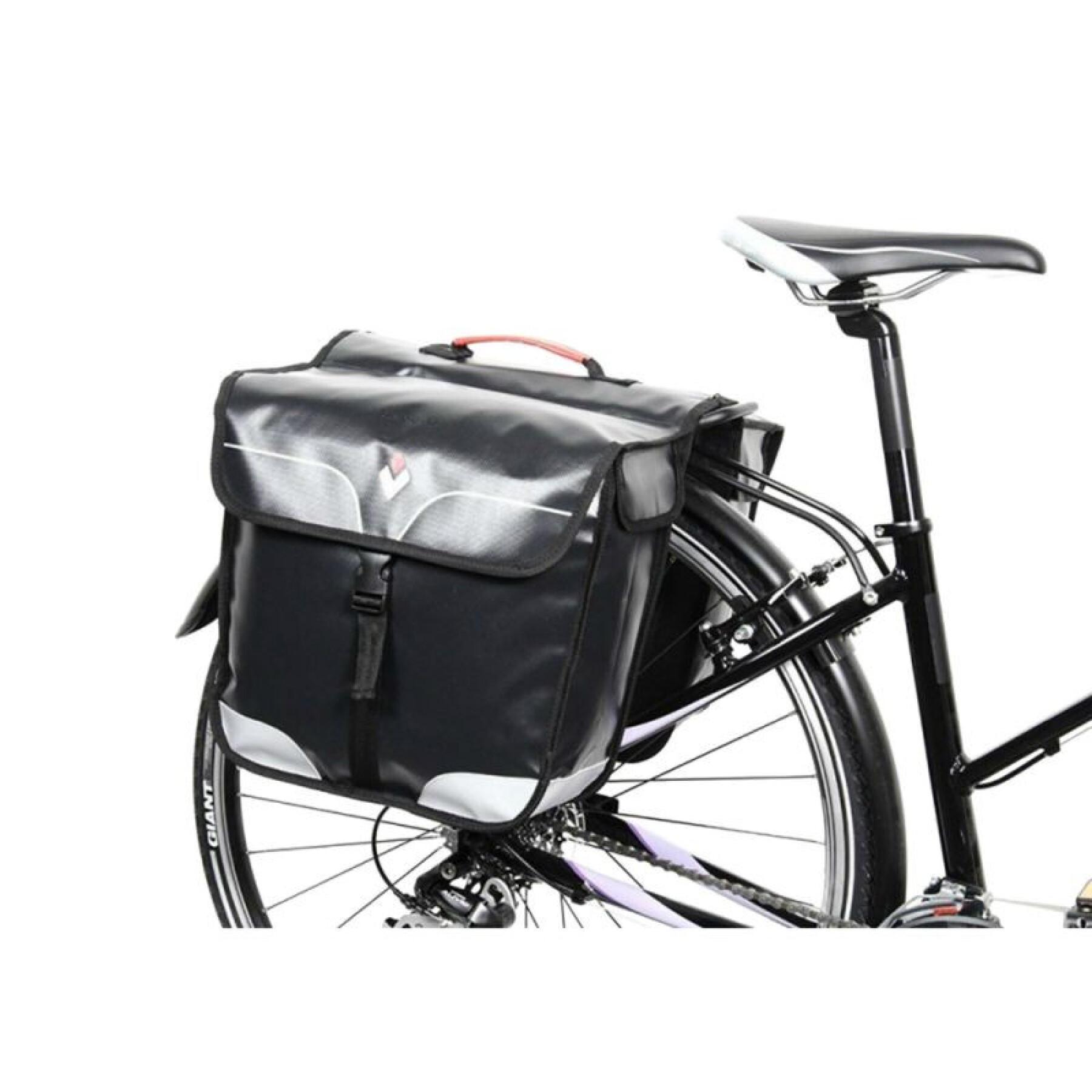 Sacoche arrière vélo double rigide waterproof fixation velcros sur porte bagage P2R Hapo-G