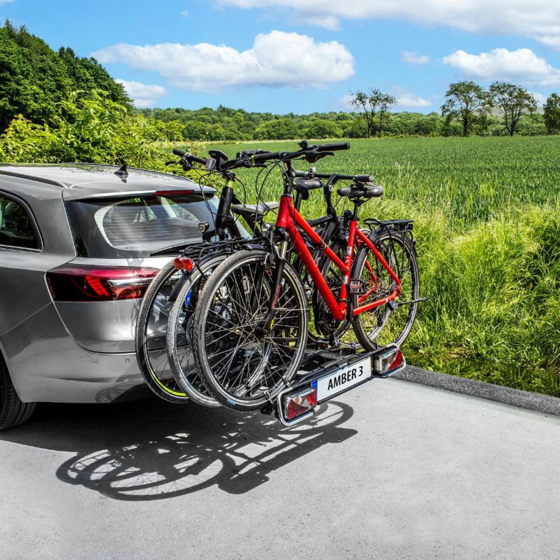 Porte vélo plateforme pour 3 vélos fixation rapide sur l'attelage - compatible pour mettre 2 vae P2R Eufab Amber 60 kgs
