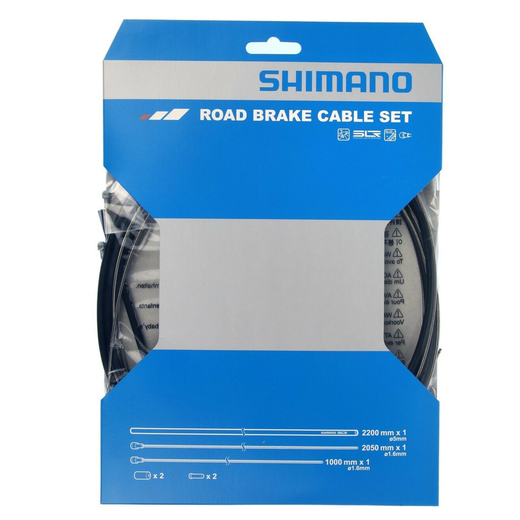 Jeu de câbles de frein route en acier gaine avec embouts de câble Shimano SUS/SLR