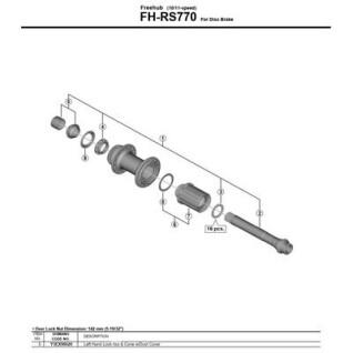 Contre-écrou gauche et cône avec cache-poussière Shimano FH-RS770