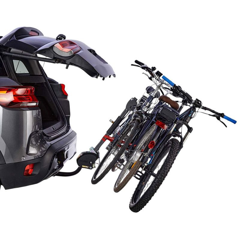 Porte vélo d'attelage suspendu pour 3 vélos vae- e-binclinable avec antivol, syteme easy pour montag